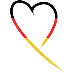 Abstract heart with colors of German flag. Travel and Geography concept
