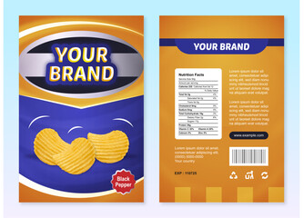Fully editable chips and snacks packaging template