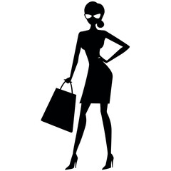 A shopping woman holding a bag standing pose victor silhouette 