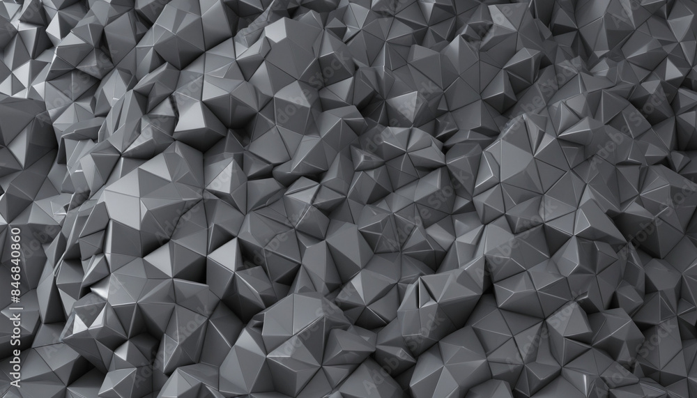 Poster monochromatic 3d illustration with a high-tech abstract design on a grey background