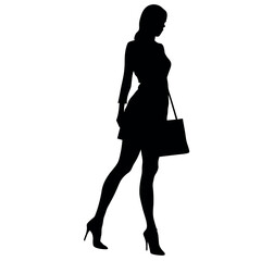 A shopping woman holding a bag standing pose victor silhouette 