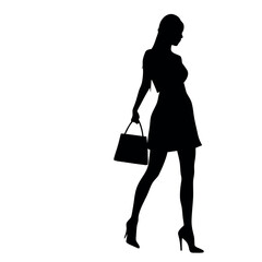 A shopping woman holding a bag standing pose victor silhouette 