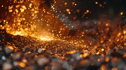 High-detail close-up of molten metal being cast, showing the liquid metal's flow and the surrounding intense heat in a foundry