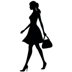 A shopping woman holding a bag standing pose victor silhouette 