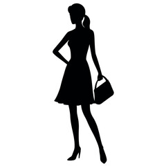 A shopping woman holding a bag standing pose victor silhouette 