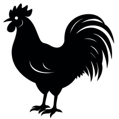 a rooster vector silhouette, white background