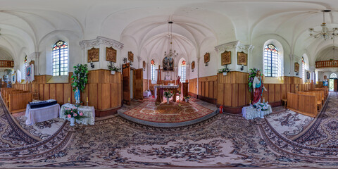 spherical seamless hdri 360 panorama inside of catholic church, architectural monument of mannerism...