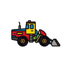 Original vector illustration. Contour icon of a bulldozer on wheels.