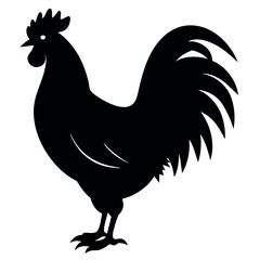 a rooster vector silhouette, white background