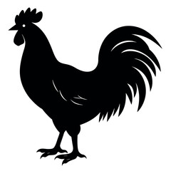 a rooster vector silhouette, white background