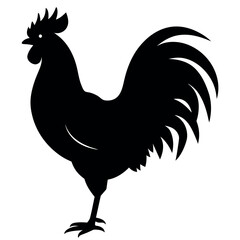 a rooster vector silhouette, white background