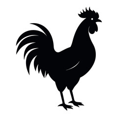 a rooster vector silhouette, white background