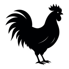 a rooster vector silhouette, white background