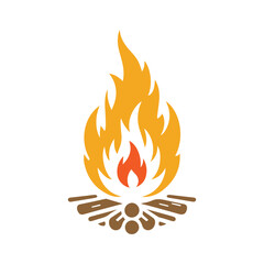 Wooden bonfire clip art flat design