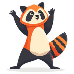 Happy Red Panda, Perfect for Children's and Wildlife Themes - Flat Vector Illustration