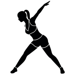 Woman workout at home vector silhouette illustration