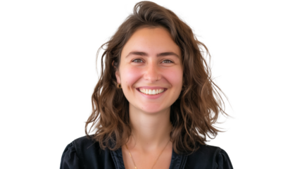 Portrait of young beautiful cute cheerful girl smiling looking at camera over transparent background