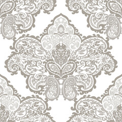Intricate Beige Damask Floral Pattern