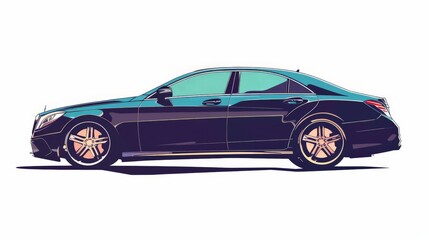 Fototapeta premium Car side view illustration on a white background. 