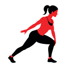 Woman workout at home vector silhouette illustration