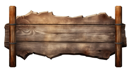 Old wooden medieval tavern signboard, isolated on transparant background, wood board.
