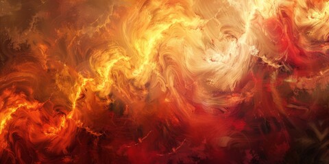 Abstract art with fiery orange and red swirls shows energetic motion and vibrant, dramatic presence