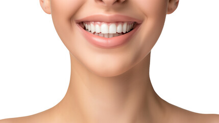 Obraz premium Beautiful female smile after teeth whitening procedure. Dental care. Dentistry concept.