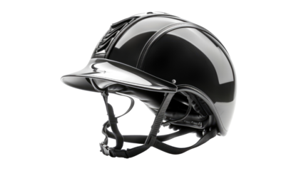 Classic Jockey helmet for horse-riding athlete isolated on transparent background