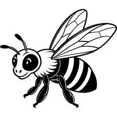 cute honey bee side illustration vector