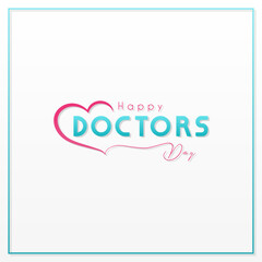 Doctors day greeting card design with stethoscope, flat design