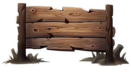Fototapeta premium Old wooden medieval tavern signboard, isolated on transparant background, wood board.
