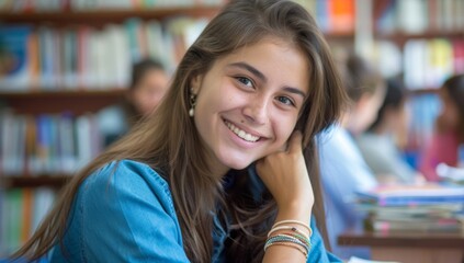 beautiful young woman with long brown ha