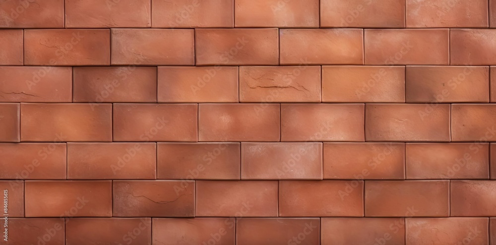Poster terracotta tile texture on a brick wall featuring red and square bricks, with a mix of square and re