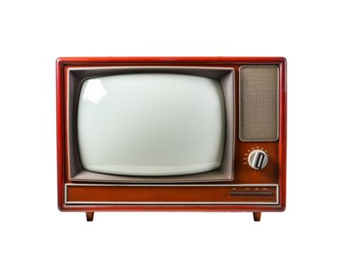 a red and white television