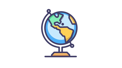 a globe with a yellow and blue map