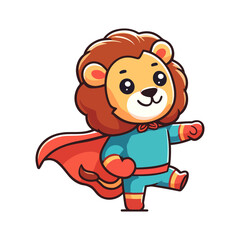 Obraz premium cute lion hero icon character