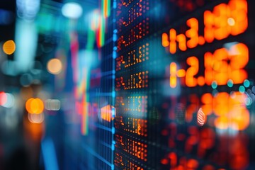 Fototapeta premium Stock market chart and Stock market data on LED display concept