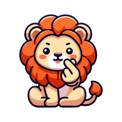 Obraz premium cute lion makes Korean love sign with hand icon character