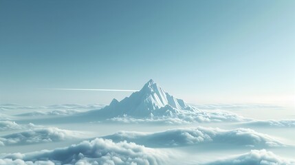 Majestic Mountain Peak Soaring Above Cloud Sea Ideal Text Background