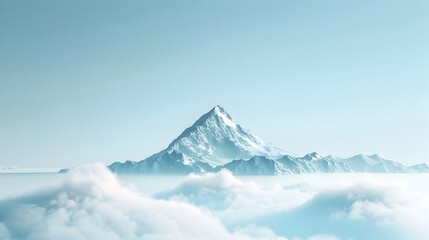 Majestic Mountain Peak Soaring Above Sea of Clouds Ideal Text Background