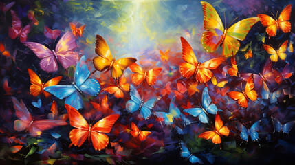 Whimsical oil paint magic the butterfly symphon background