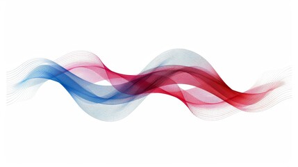 Minimalist abstract art  blue and red waves on white background in a modern, simplistic style, banner