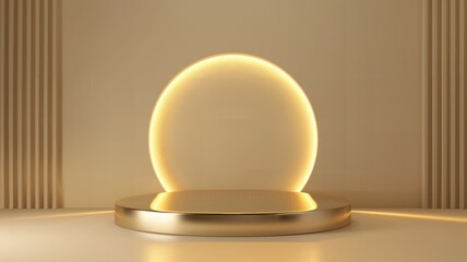 Elegant gold podium, luxury 3D platform stand with background light, premium template abstract