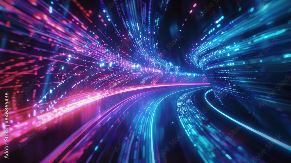 Poster high-speed data transfer with cyber tech motion, vibrant tech visuals