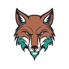 Red fox illustration, fox head logo vector illustration with white background