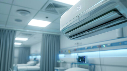 Modern Ceiling Air Conditioner Enhancing Patient Comfort in Hospital Room