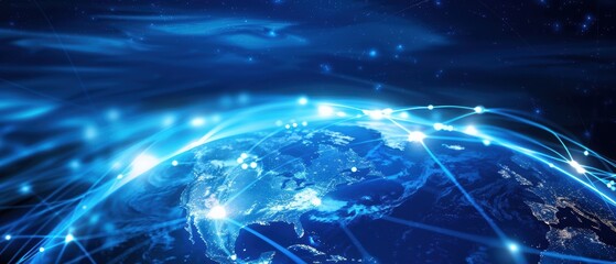 Obraz premium Ultra-fast broadband and global data transfer, dynamic digital backdrop