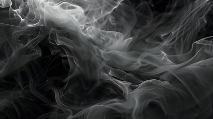 Obraz premium A black and white image of smoke with a lot of detail. The smoke is very thick and it looks like it is coming from a fire. Scene is dark and ominous
