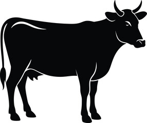 silhouette of a cow