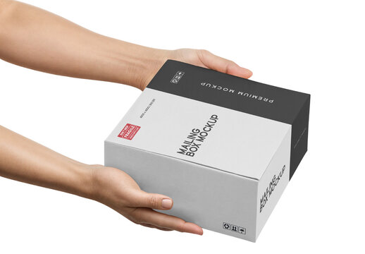 Holding Mailing Box Mockup